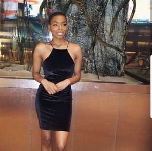 Black Velvet Subtle Snake Print Dress